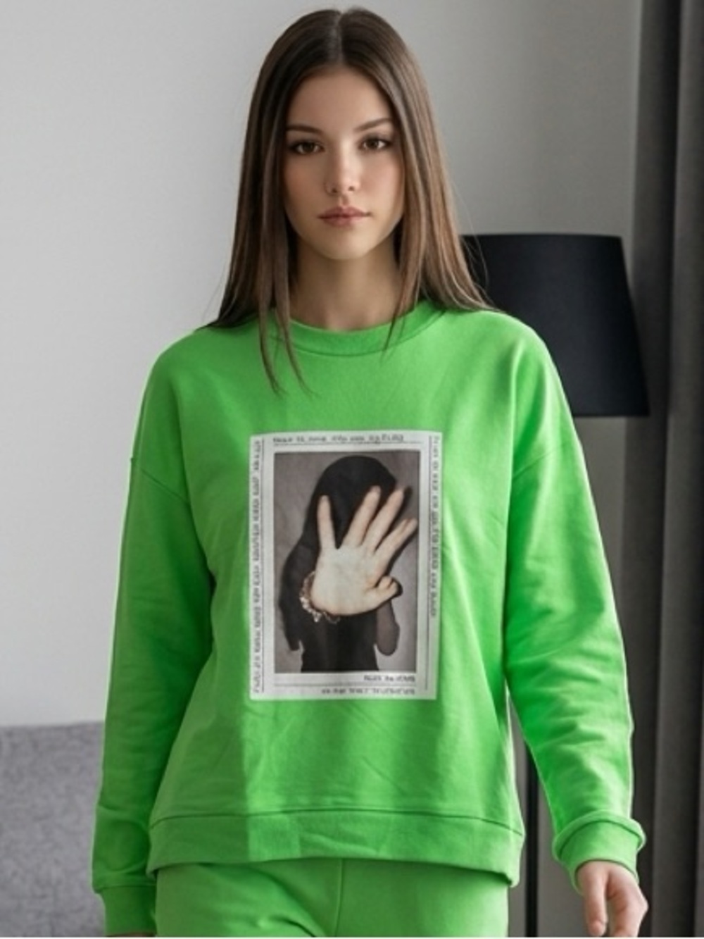 NWT ZGY Denim Women’s Green Graphic Oversized Sweatshirt- Size XS